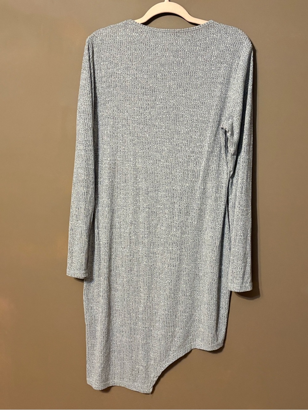 Asymmetrical Long-Sleeve Dress in Gray - Picture 6 of 7